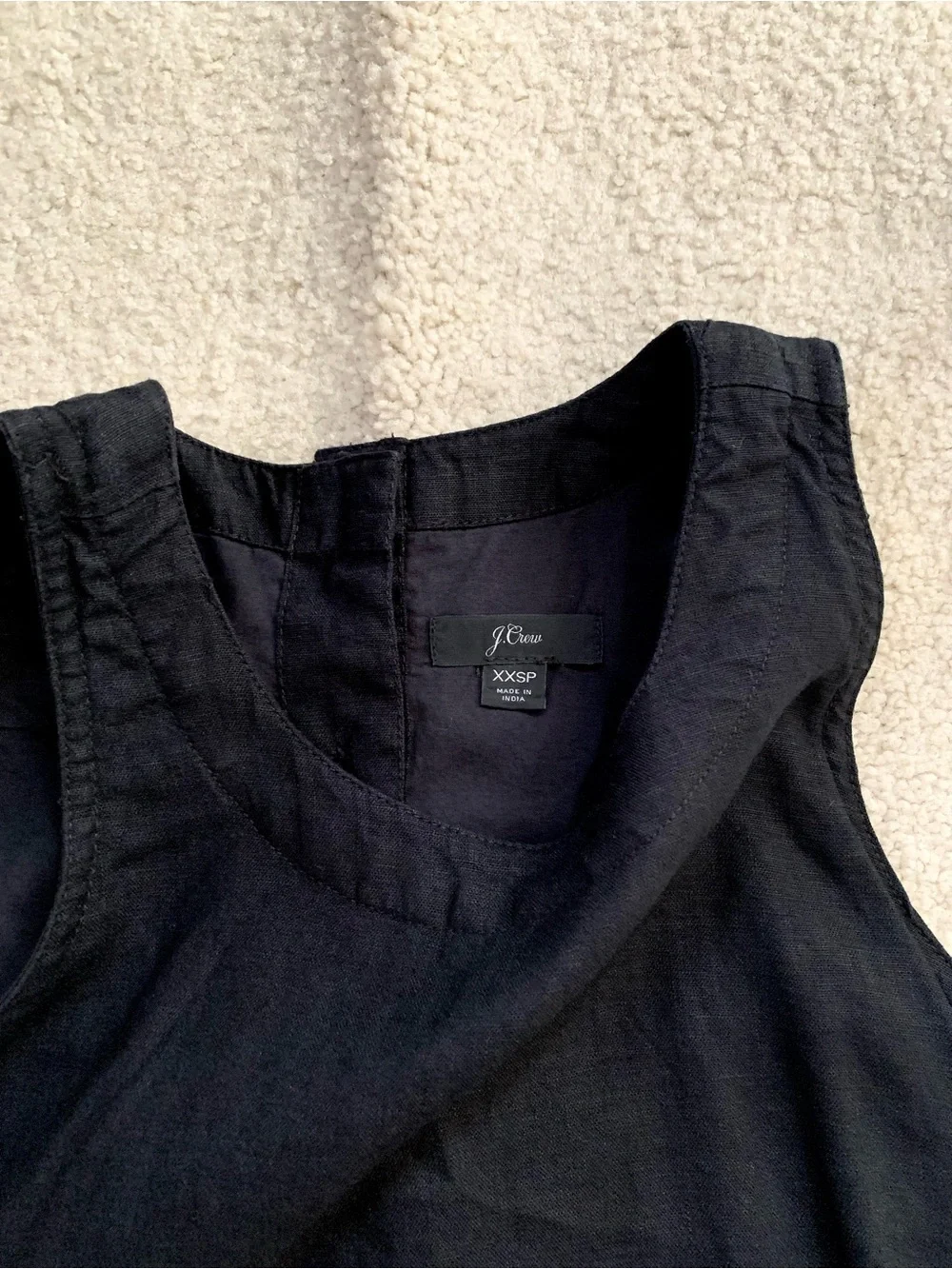 J Crew/ Linen Sleeveless Dress, size XXSP, Black, no sleeve, minimalist
